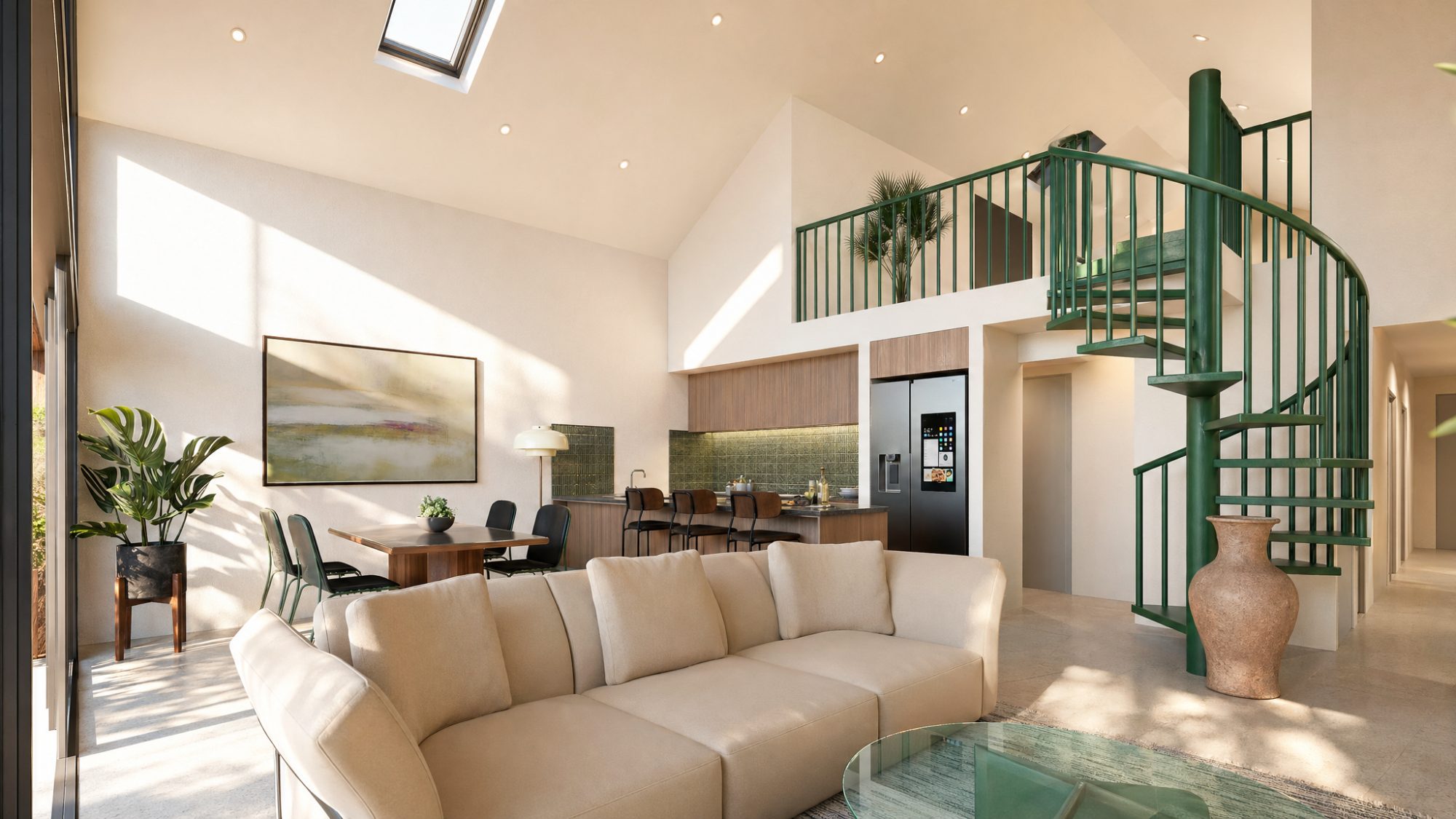 46 Hamilton — living towards spiral stair