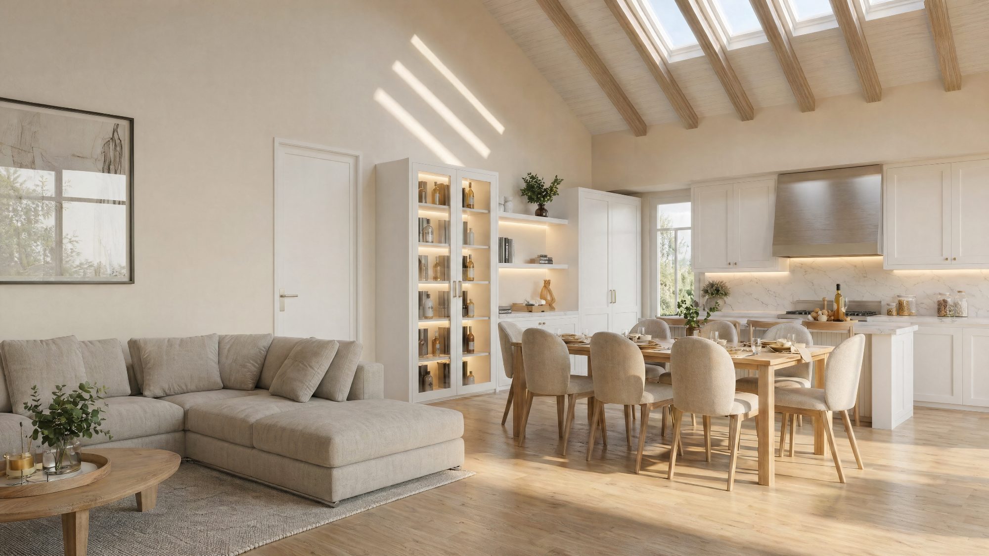 McBean — living and dining with display shelving